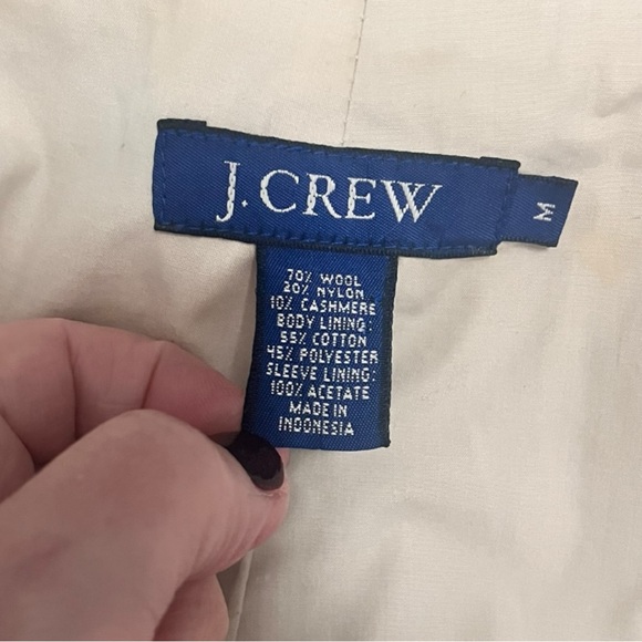 J. CREW‎ Women's Cream Double-Breasted Wool Cashmere Blend Peacoat Medium | EUC - Picture 8 of 8